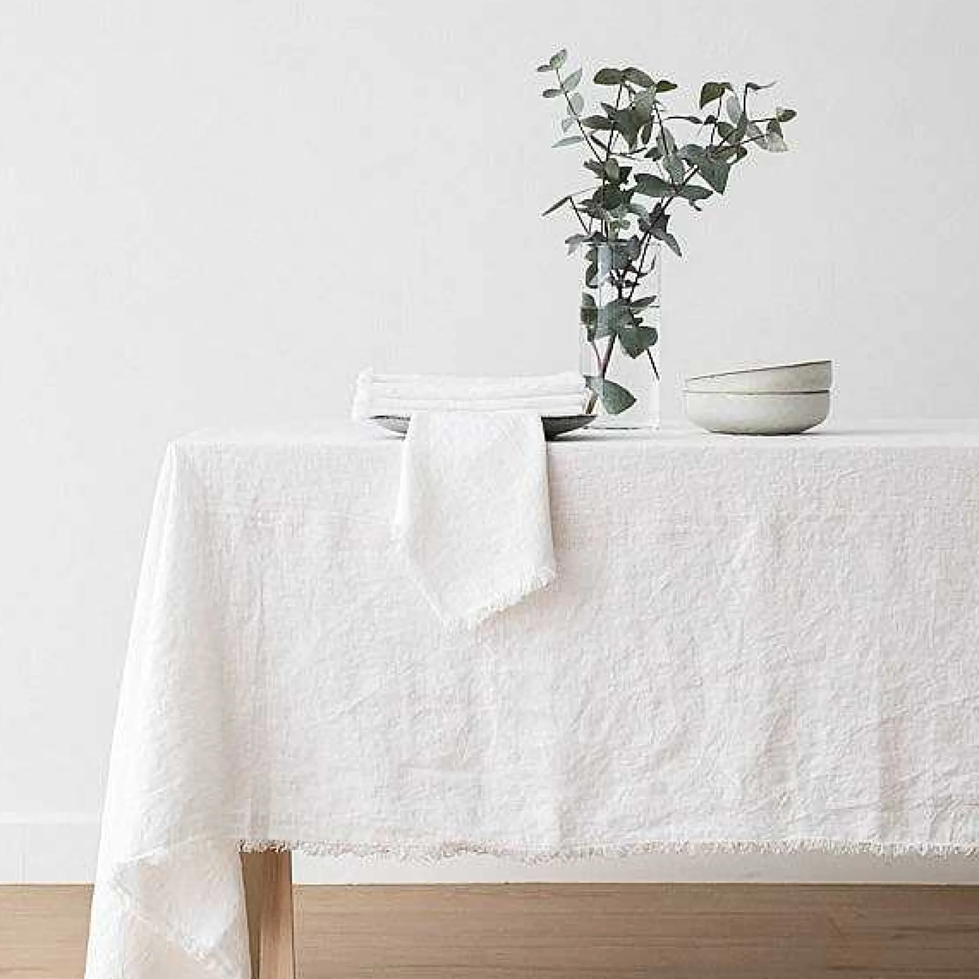 Terra Fringe Tablecloth, White