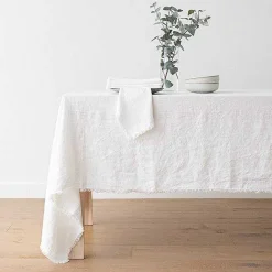 Terra Fringe Tablecloth, White