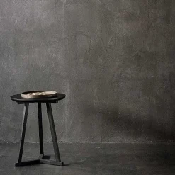 Tripod Side Table, Black Oak