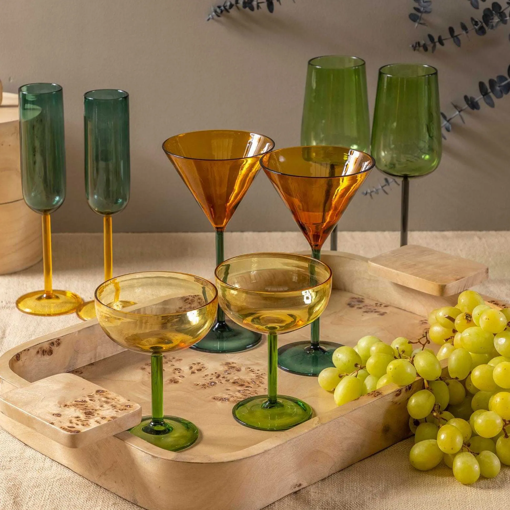 Uma Burl Wood Rectangular Tray