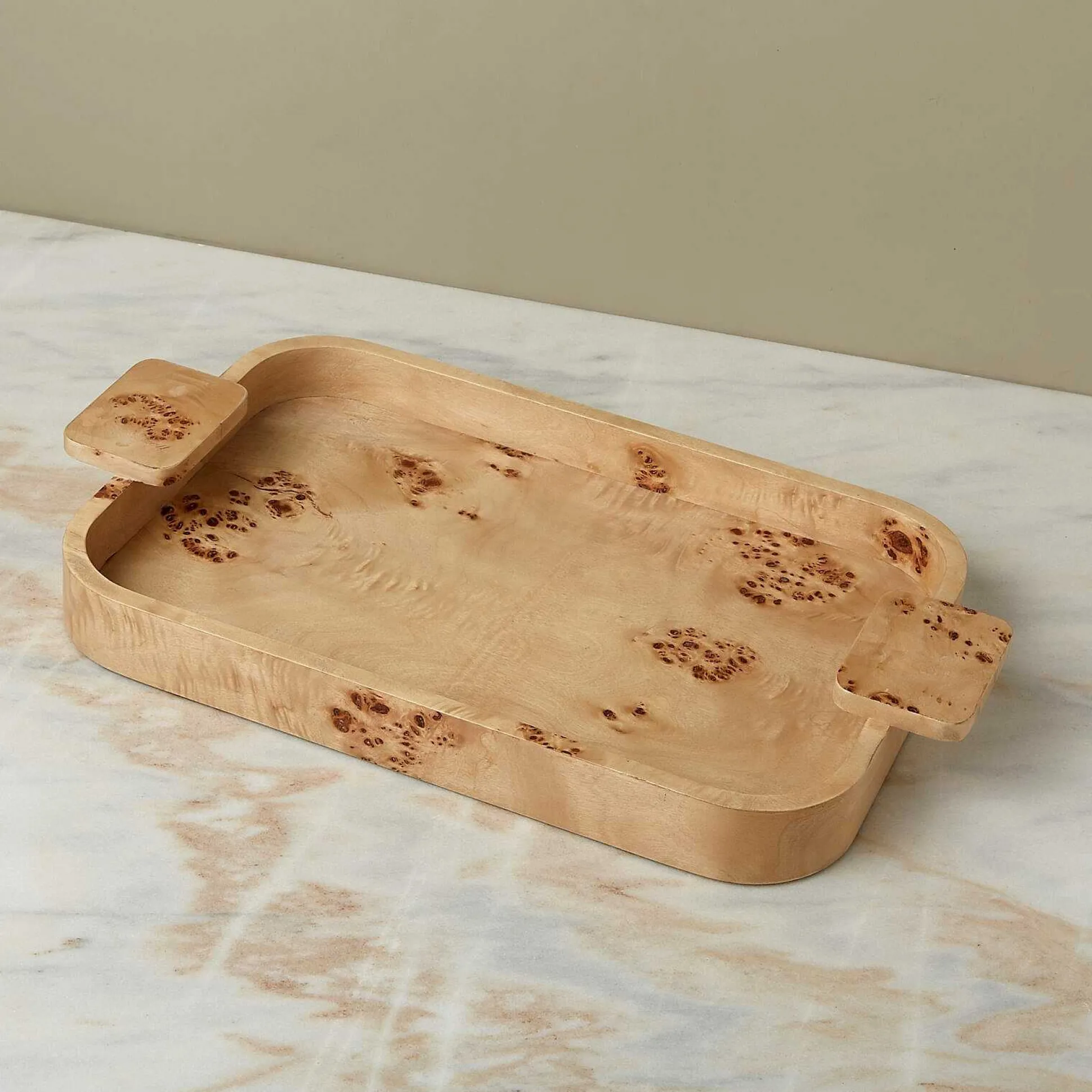 Uma Burl Wood Rectangular Tray
