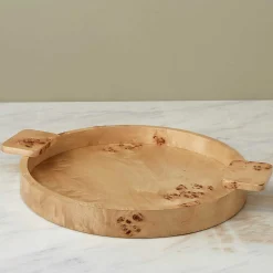 Uma Burl Wood Round Tray