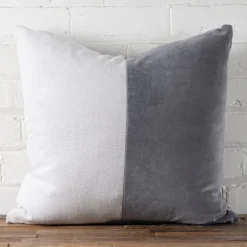 Velvet & Linen Square Pillow, Moonstone^Be Home Flash Sale