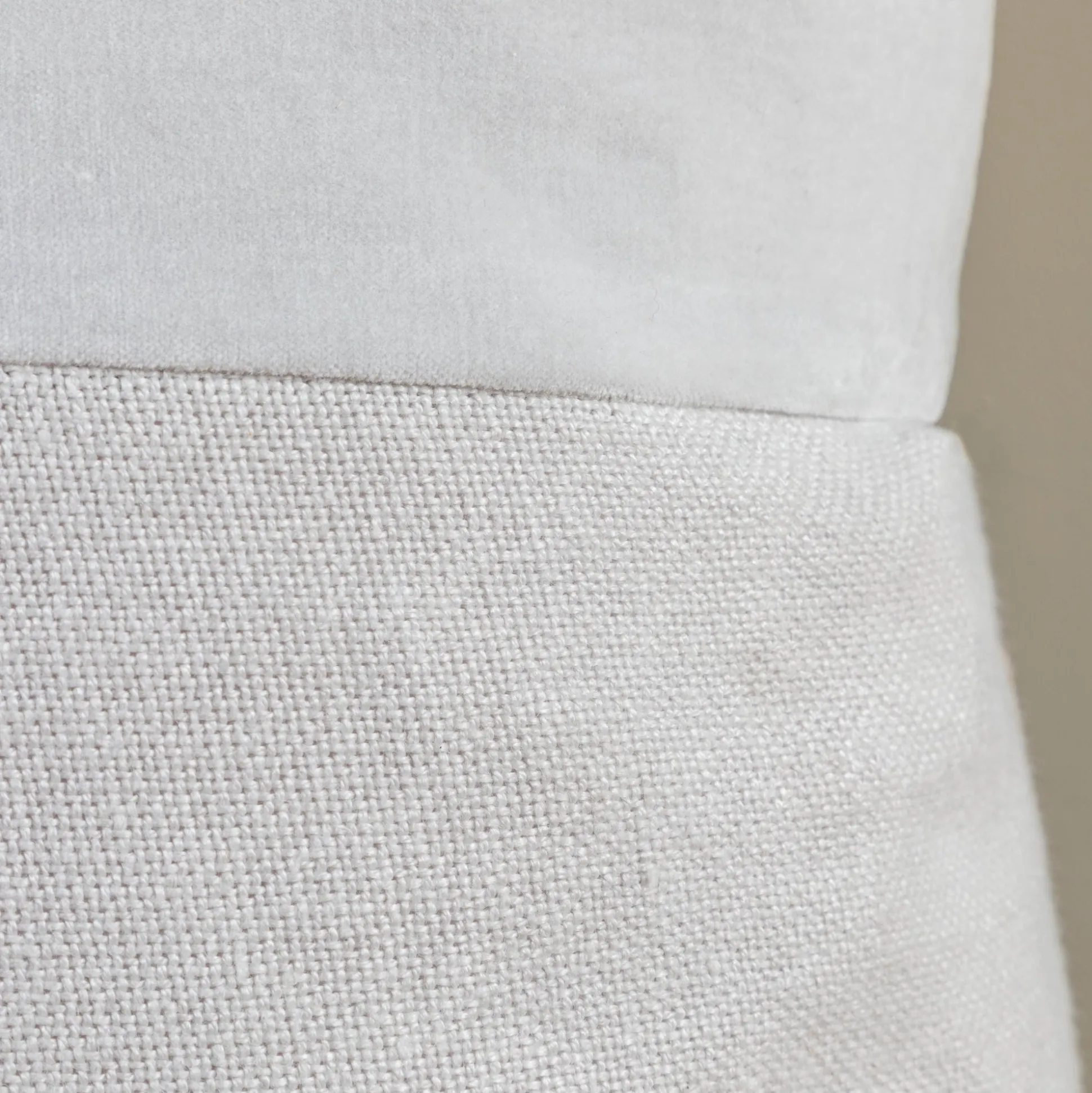 Velvet & Linen Square Pillow, Pearl Grey^Be Home New