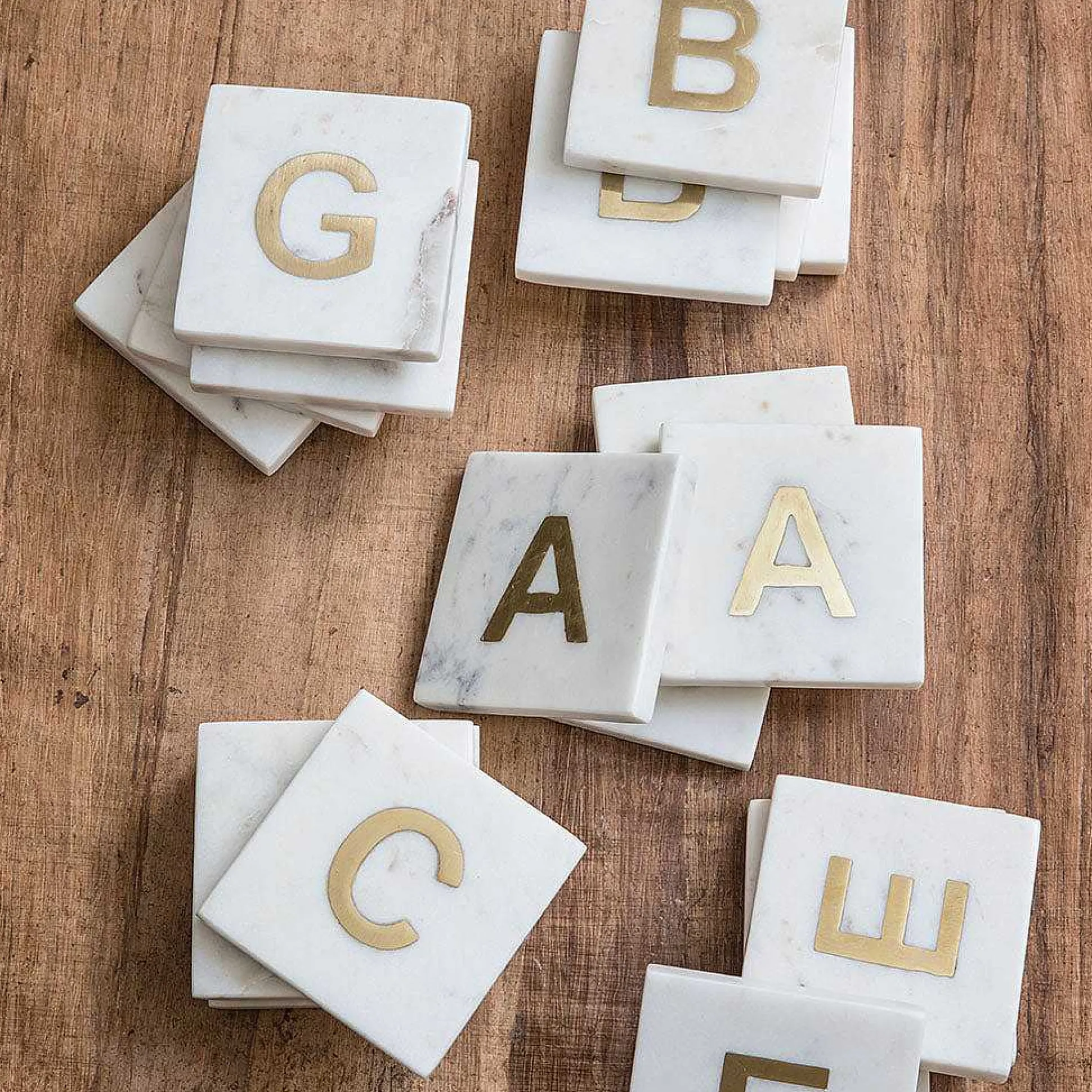 Verona Marble Monogram Coasters Set of 4 - Letter A