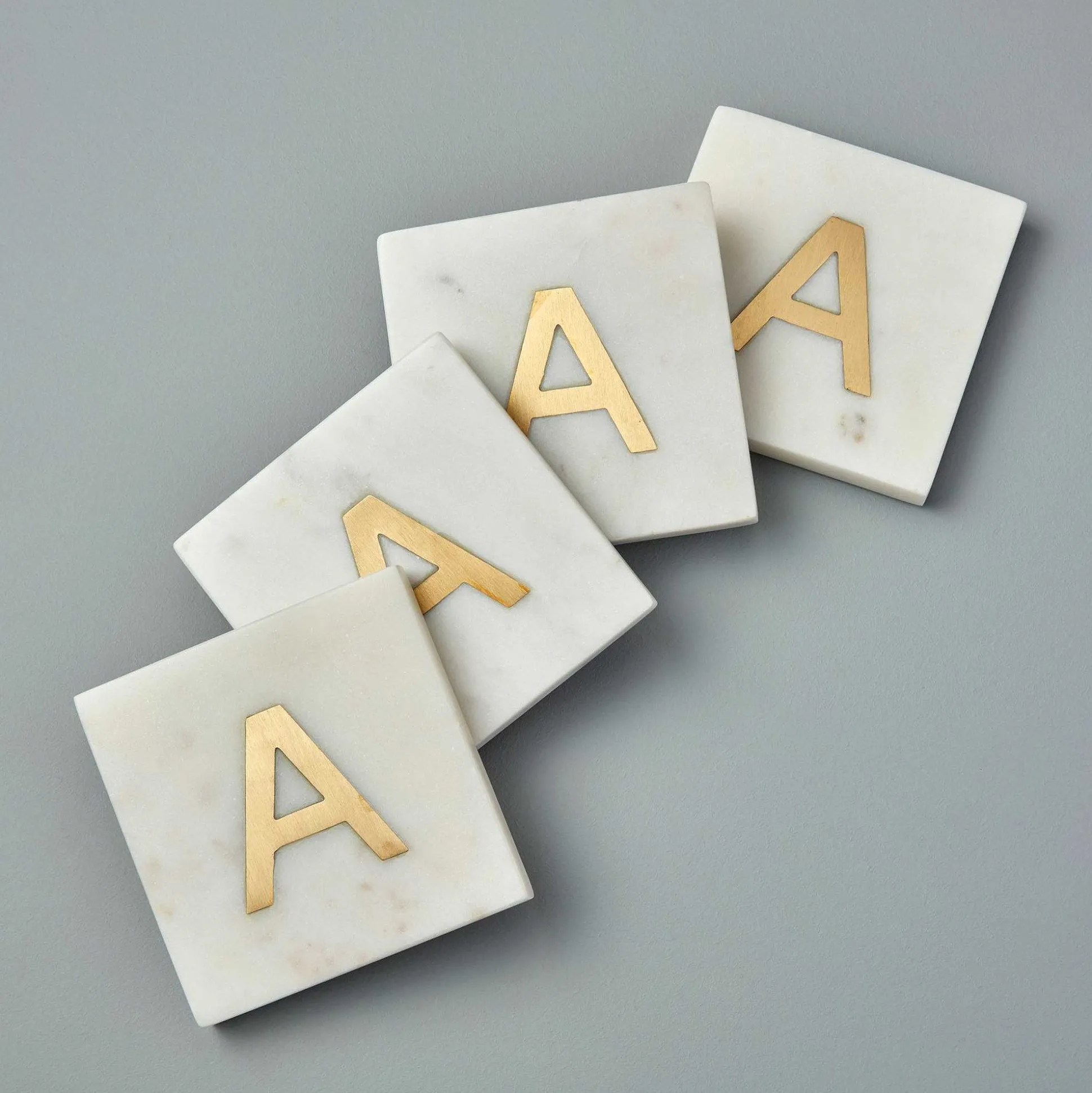 Verona Marble Monogram Coasters Set of 4 - Letter A