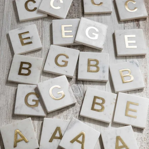 Verona Marble Monogram Coasters Set of 4 - Letter G