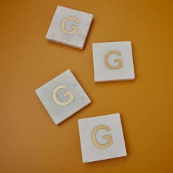 Verona Marble Monogram Coasters Set of 4 - Letter G