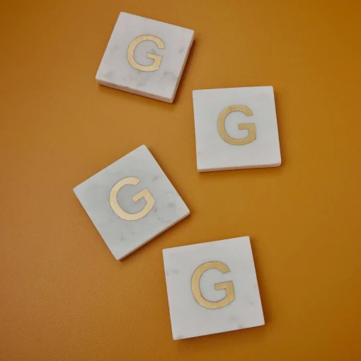 Verona Marble Monogram Coasters Set of 4 - Letter G