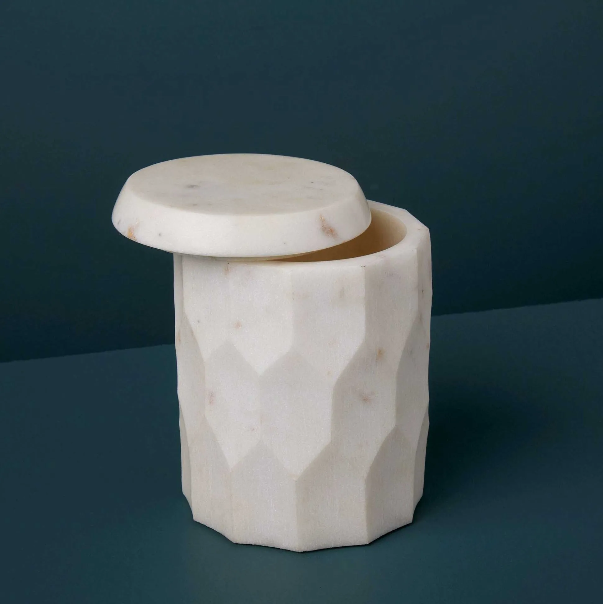 Vittoria Faceted Marble Canister, Tall