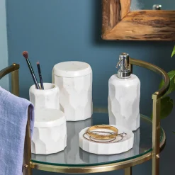 Vittoria Faceted Marble Canister, Tall