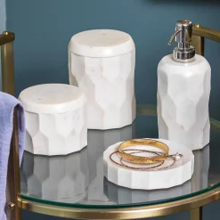 Vittoria Faceted Marble Canister, Tall