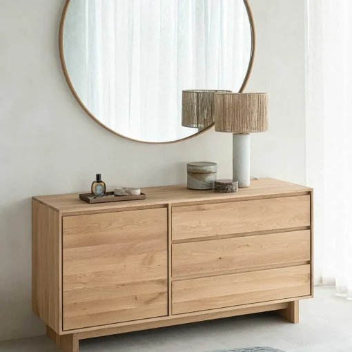 Wave Oak Sideboard, 1 Door, 3 Drawers