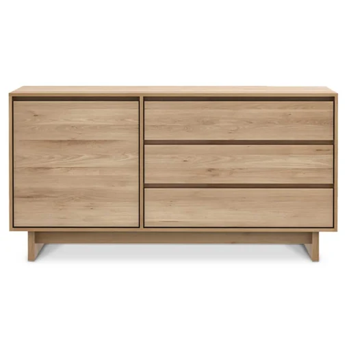 Wave Oak Sideboard, 1 Door, 3 Drawers