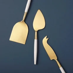 White & Gold Cheese Knife Set of 3