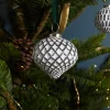 White & Grey Glass Ornament, Lattice Drop^Be Home Best