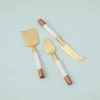 White Marble & Acacia Gold Cheese Set