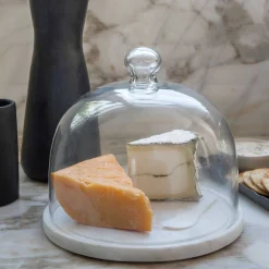White Marble & Glass Cloche