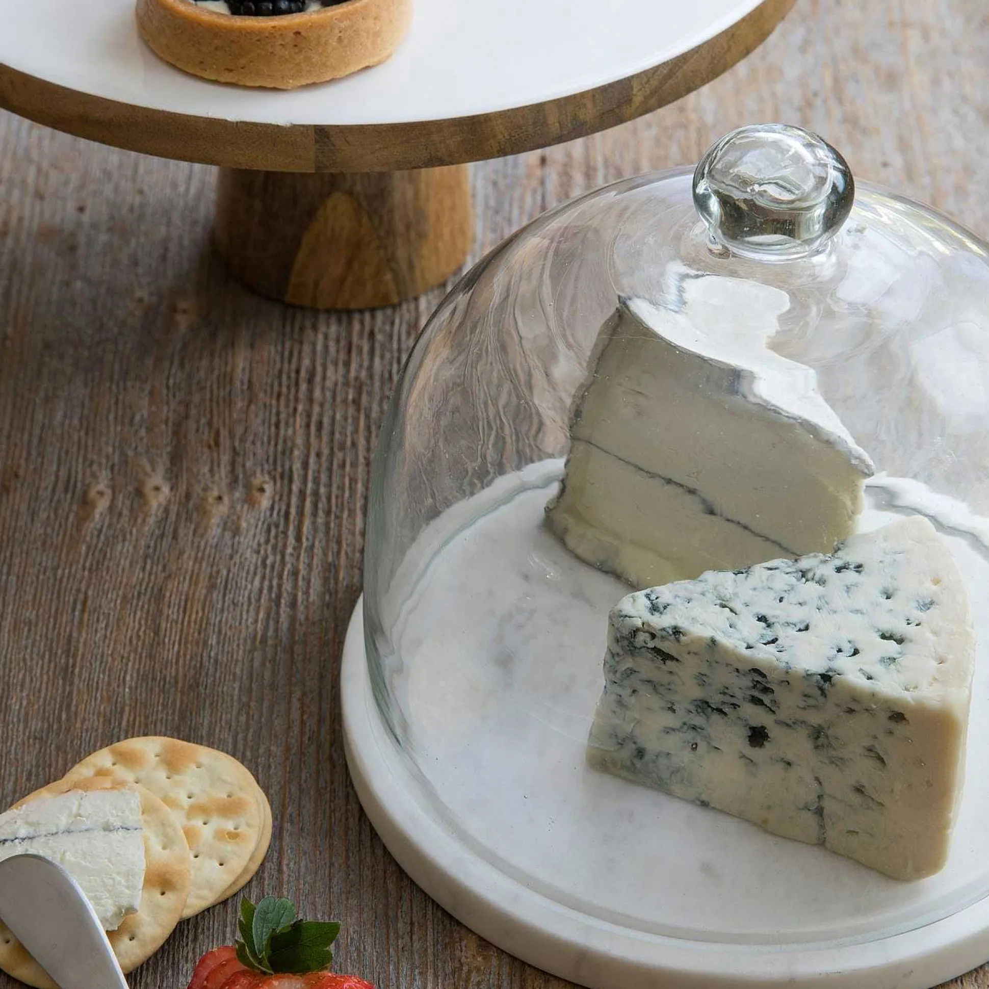 White Marble & Glass Cloche