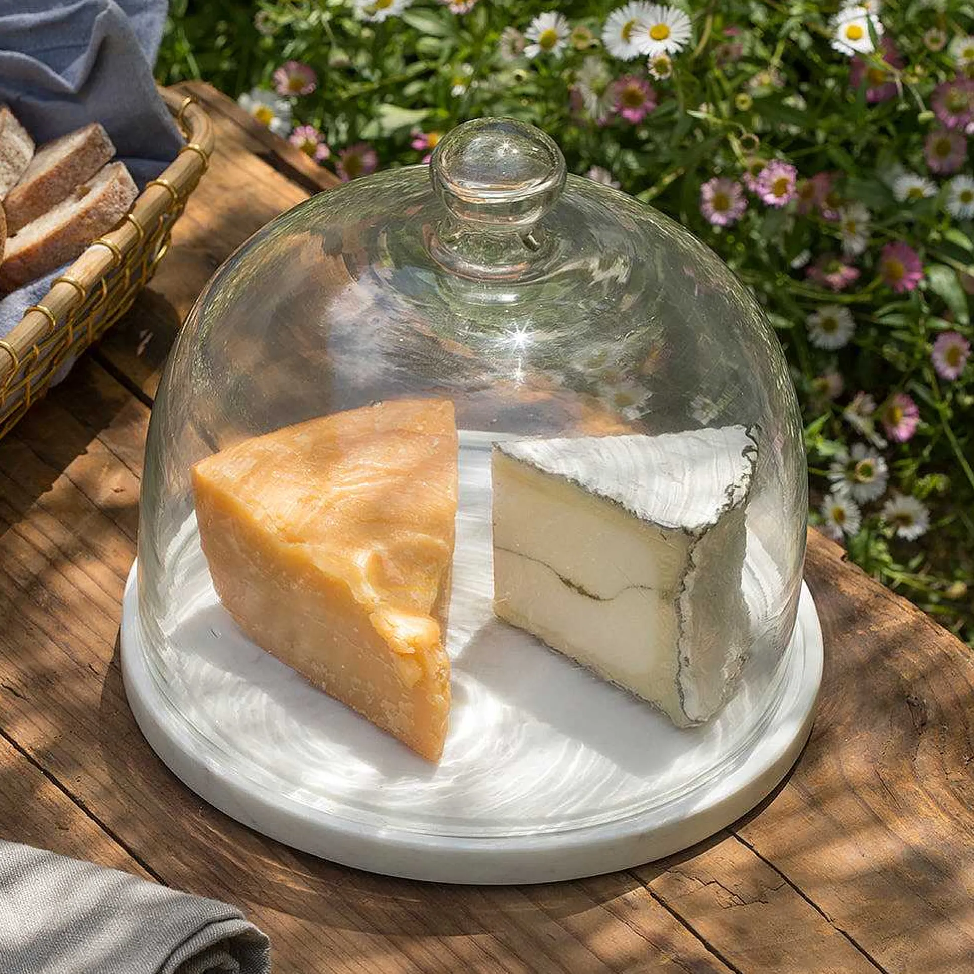 White Marble & Glass Cloche