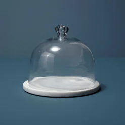 White Marble & Glass Cloche