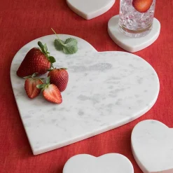 White Marble Heart Serving Board