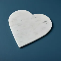 White Marble Heart Serving Board