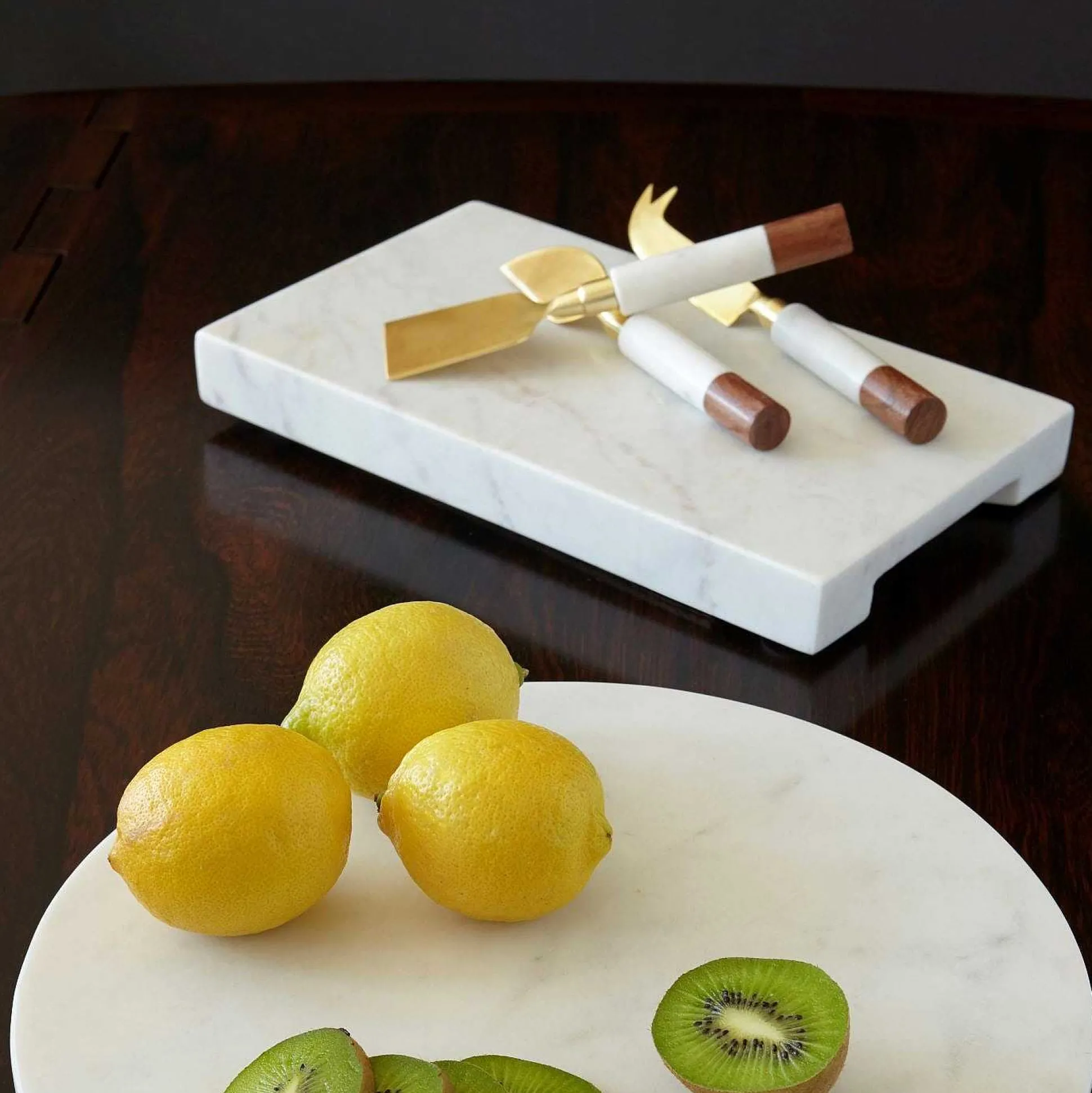 White Marble Prep Board with Handle Grooves