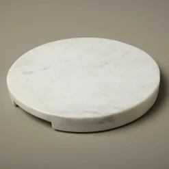 White Marble Thick Round Board with Handle Grooves