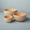 White Striped Kiln Mango Wood Bowl Small