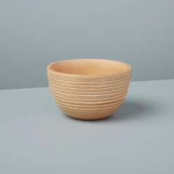 White Striped Kiln Mango Wood Bowl Small