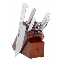 Zwilling Pro Le Blanc, 7pc Block Set with Acacia Block