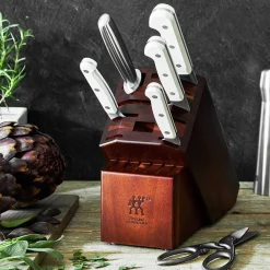 Zwilling Pro Le Blanc, 7pc Block Set with Acacia Block
